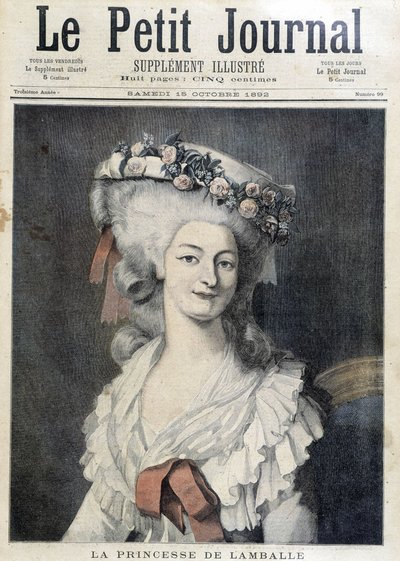 Marie Therese of Savoie Carignan (1749-1792), Lamballe hercegnője – címlap: „The Petity Journal”” alkotó: Unknown artist