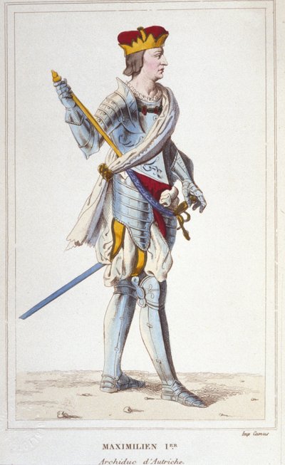 Maximilian I (Habsburg). Ausztria főhercege, a rómaiak királya és germán császár (1459-1519). Metszet 1830-ból alkotó: Unknown artist