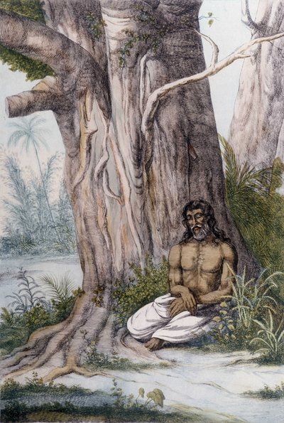 Meditáció egy fa tövében, India. alkotó: Unknown artist