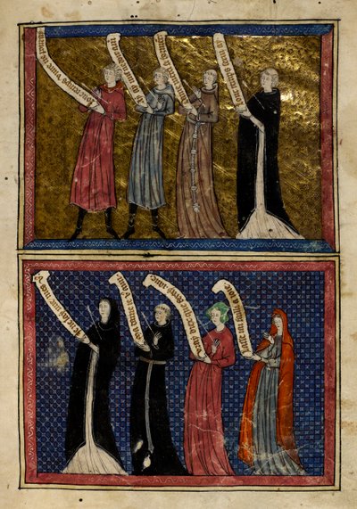 Férfiak és nők, akiket megsebesített a szerelem istene a Le Roman de la Rose-ból alkotó: Unknown artist