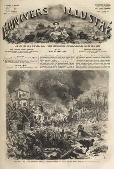 Mendoza, Argentína - 1861-es földrengés - 1861-es Seisme a Mendoza - Argentína - 1861. március 20. - Az Illustrous Universe 1861-ben alkotó: Unknown artist