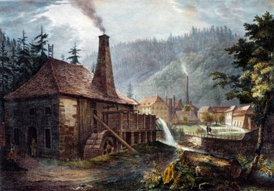 Kohászat: Framont kovácsművei. Litográfia 1850 körül. Nancy, Lorraine történelmi múzeum alkotó: Unknown artist