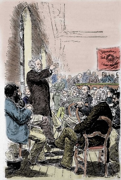Mihail Alekszandrovics Bakunin (Bakunin) (1814-1876), orosz anarchista a svájci Bale Kongresszuson 1869 szeptemberében. alkotó: Unknown artist
