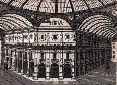 Milánó, Olaszország: Victor Emmanuel galéria (Victor Emmanuel Arcade) képe. in "" A világ 168 nézetet szemléltet"" Keltezés nélküli (XIX. század vége) alkotó: Unknown artist