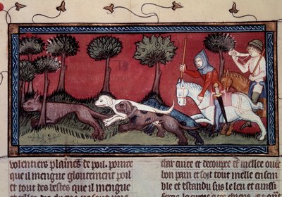 Miniatűr rókavadászat kéziratból fr. Henri de Ferrieres 1297-es „” könyve Modus királyról és a királynő arányáról” (14. század) alkotó: Unknown artist