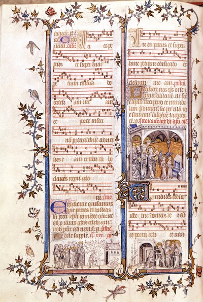 Saint Denis misekönyve, 1350 körül. Clotaire-t (Clothaire) és Dagobertet ábrázoló miniatűr. alkotó: Unknown artist