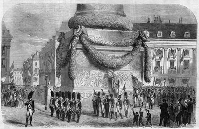 Az 1864. augusztus 15-i nemzeti ünnep reggele a párizsi Place Vendome oszlopának lábánál. Metszet a „The Illustrious Universe”-be alkotó: Unknown artist