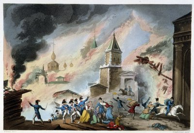 Moszkvai tűzvész, 1812. szeptember – Sutherland, Duburg, London "" Napóleoni háborúiban" alkotó: Unknown artist