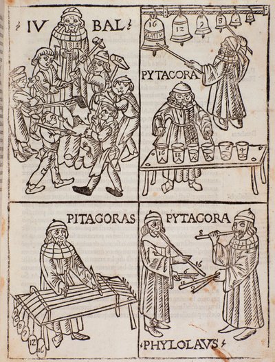 Pythagoras zenei elméletei. Az oldal a zeneelméletből, Franchino Gaffuriotól alkotó: Unknown artist