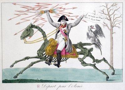 Napóleon: karikatúra egy harcos emberben lócsontvázon - a „” Napoleon 1er”-ben, karikatúragyűjtemény alkotó: Unknown artist