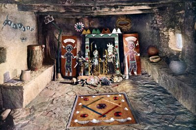 A Powamu társadalom indián oltárszobája egy hopi házban, Grand Canyon, Arizona alkotó: Unknown artist