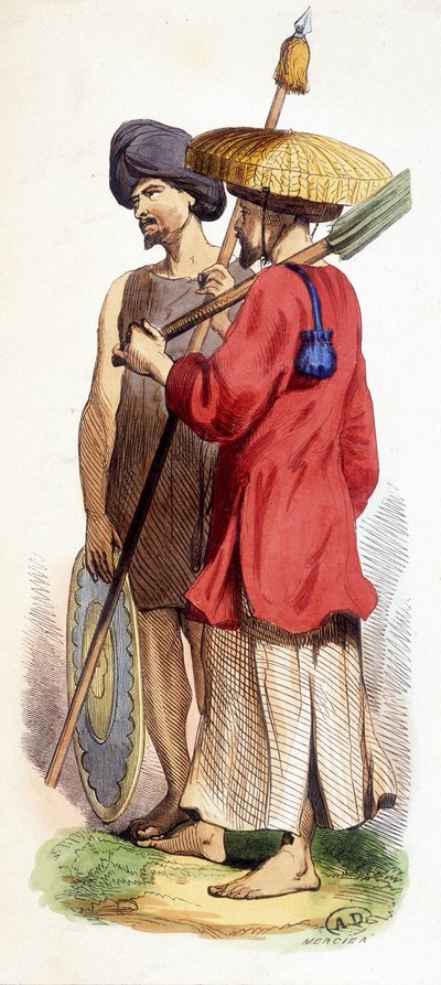 Természetes (vietnami őslakos) és kochinai katona. Vietnam kontra 1840. alkotó: Unknown artist