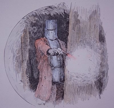 Ned Kelly házi készítésű páncélját viseli, szemben a rendőrséggel (kézzel festett metszet) alkotó: Unknown artist