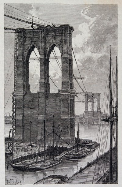 New York: Brooklyn híd cölöpöi építés alatt – a „The World Tour” című filmben, 1881. 2. félév alkotó: Unknown artist