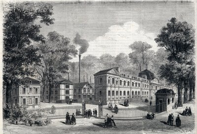 Az imperiale porcelángyár új épülete Sevresben 1868-ban. Metszet a „” L