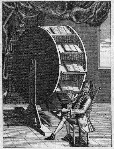 Nicolas Grollier de Servière (1596-1689), francia feltalálónak van íróasztala. (Egy régi metszet faximile). Metszet a „természetbe”: 1880. október 16-i tudományok és alkalmazásuk művészetben és iparban való áttekintése. alkotó: Unknown artist