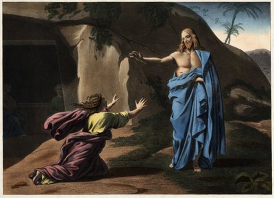 Noli me tangere: Krisztus jelenése Szent Magdolnának. századi névtelen metszet. alkotó: Unknown artist
