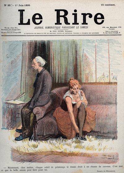 Most, kedves mester, minden tavaszi nap jogot ad az agyfázáshoz, ennyit tehet érted a jó évszak – Oswald Heidbrink rajza a szombaton megjelenő The Laughter Humouristic Journal 30. számában. Június 1. alkotó: Unknown artist