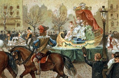 Régi szokás, amelyet az Ile de France régióban ünnepelnek: a nagyböjt közepén Párizsban. A 19. század végének kromolitográfiája. alkotó: Unknown artist