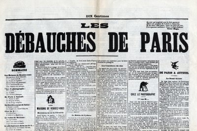 A „Les debauches de Paris” újság egyike, 19. század vége. alkotó: Unknown artist
