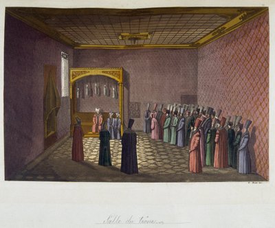 Oszmán Birodalom: The Throne Hall – „A régi és modern kosztümben” – Ferrario, ed Milan alkotó: Unknown artist