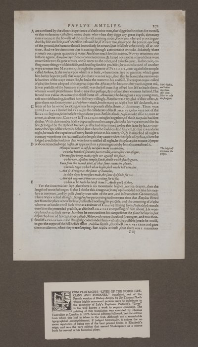 271. oldal Plutarkhosz „A nemes görögök és rómaiak élete” című művéből alkotó: Unknown artist