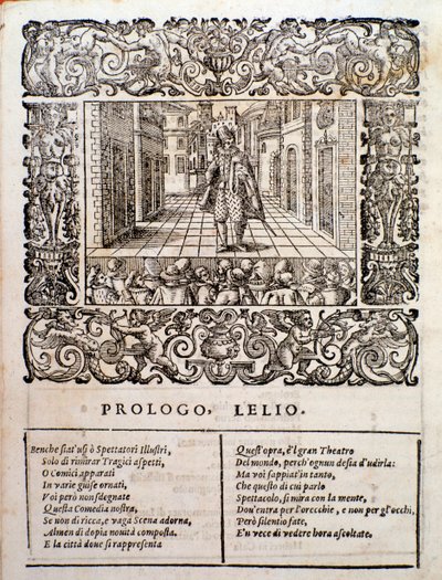 Oldal az Amfiparnaso madrigál-vígjátékból, Orazio Vecchitől alkotó: Unknown artist