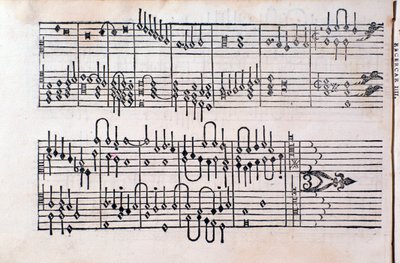 Oldal a "" Tablatúrából; 1. könyv”, Gerolamo Cavazzoni alkotó: Unknown artist