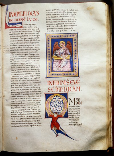 Egy illuminált biblia oldala (Ms.723-Foglio 162r.) a 12. század elejéről. Homályos. 52,8x38 cm Róma, Biblioteca Casanatense alkotó: Unknown artist