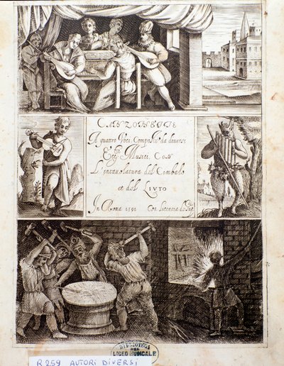 Különféle dalok illusztrációinak oldala (rézkarc alkotó: Unknown artist