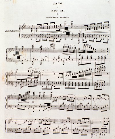 A kotta oldala Gioacchino Rossini népszerű himnusza IX. Piushoz alkotó: Unknown artist