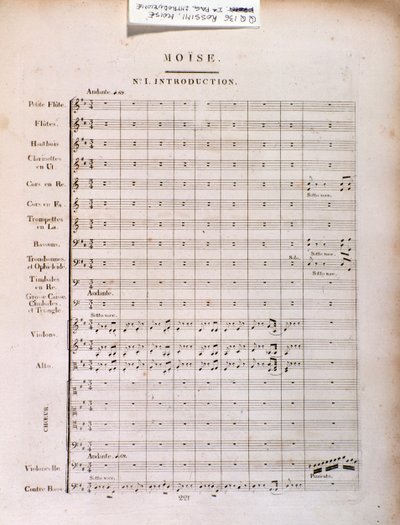Gioacchino Rossini Mózes Egyiptomban című zenéjének oldala alkotó: Unknown artist