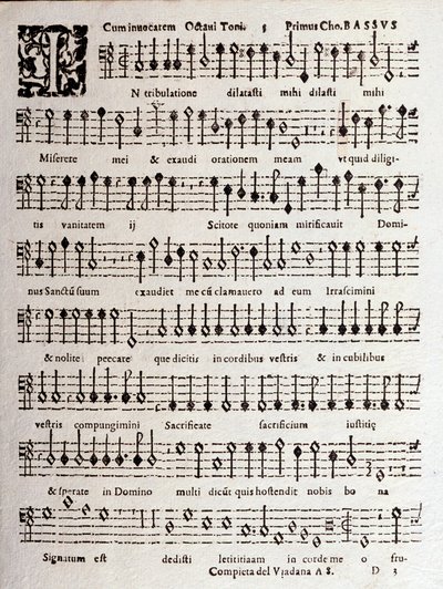 Ludovico Viadana Zsoltárainak (op 16) kottájának oldala alkotó: Unknown artist