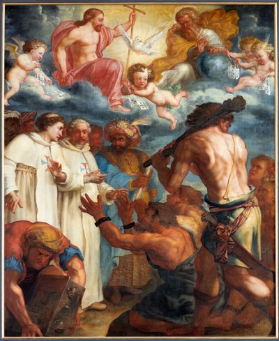 "A Szentháromság és a keresztények rabszolgáinak megváltása a szentháromságosok által" című festmény alkotó: Unknown artist