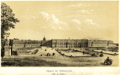 Versailles-i palota, kilátással a kertre 1857-ben. alkotó: Unknown artist