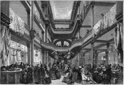 Párizs 1872: új üzletek belseje, "" Olcsón"". alkotó: Unknown artist
