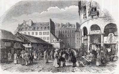 Párizs, 3. kerület – La rotunde du Carreau du Temple Párizsban a 19. században – Edmond Texier „” Tableau-de-Paris” metszet alkotó: Unknown artist
