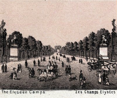 Párizs, Franciaország: kilátás a Champs-Élysées-re (Champs-Elysees). „A világ 168 nézetet illusztrál” című részben, dátum nélkül (XIX. század vége) alkotó: Unknown artist
