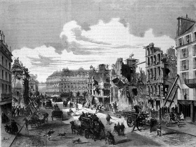 Párizs, a rue de la Paix bontása a rue de Reaumur megnyitásához. 1868. Metszet a XIX. alkotó: Unknown artist