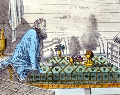 Parsis (a 8. századtól Indiába emigrált perzsa zoroasztriánusok leszármazottai) a tűz imádatában. alkotó: Unknown artist