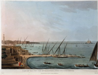 Része az új alexandriai városnak, a világítótoronnyal - „Kilátások Egyiptomban, Palesztinában és az Oszmán Birodalom más részein” alkotó: Unknown artist