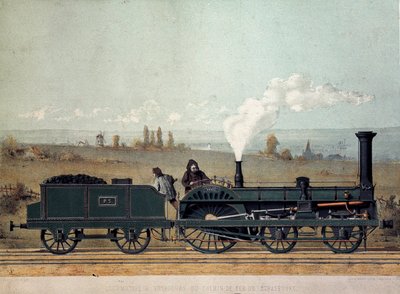 A strasbourgi vasút személymozdony és szénkocsija (Crampton rendszer) alkotó: Unknown artist