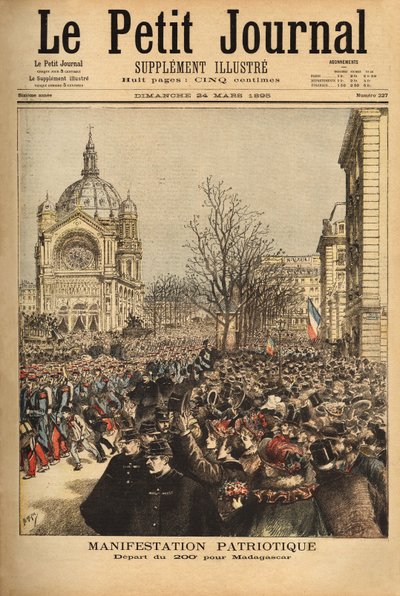 Hazafias tüntetés Párizsban a 200. Madagaszkári ezred kezdetére. Metszet a „” Le petit journal”-ban 1895.03.24. Selva gyűjteménye. alkotó: Unknown artist