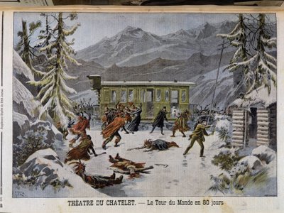 „80 nap alatt a világ körül” című előadás a Théatre du Chatelet-ben – a „Le PetitJournal”-ban, 1898.03.13-tól alkotó: Unknown artist