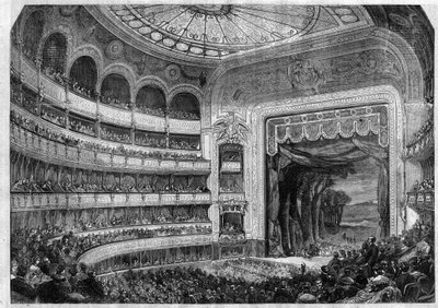 Operaelőadás: Henri Boulanger „Don Quijote” 2. felvonása, Miguel de Cervantes a párizsi Theatre-Lyrique-ben - Metszet a „” Le Journal Illustre”-ben” alkotó: Unknown artist