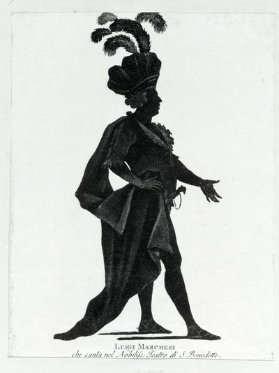 Az olasz kasztrált Luigi Marchesi (1754-1829) előadása a San Benedetto Színházban. alkotó: Unknown artist