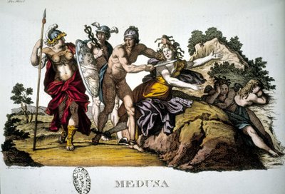 Perszeusz és a Medúza, a három Gorgon egyike - a Mitológiai szótárban alkotó: Unknown artist