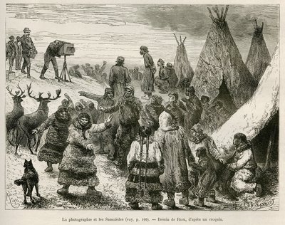 A Caborova régió (Svédország) fényképezése és szamojédesze, Riou rajza Nils Adolf Erik (Eric) professzor, báró Nordenskjold (Nordenskiold) (1832-1901) történetének illusztrálására: Svéd sarki expedíció alkotó: Unknown artist