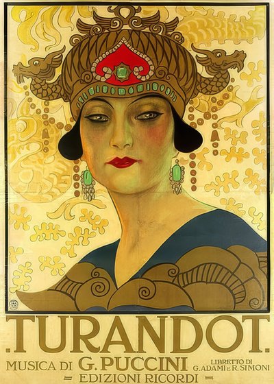 A Turandot című opera plakátja a Teatro alla Scalában. 1926 alkotó: Unknown