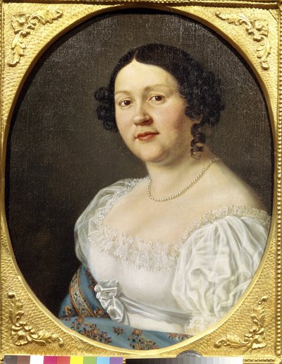 Szofija Vasziljevna Szamojlova (Szamojlova Csernyikova) (1860-1936) operaénekes portréja (Szófia Vasziljevna Szamojlova operaénekes portréja). Névtelen festmény, olaj, vászon, 19. század vége. Orosz művészet, romantika. Állami Színházi Múzeum a alkotó: Unknown artist